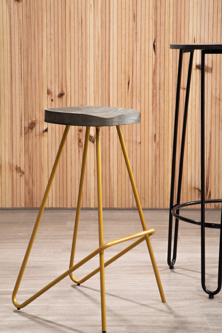 Madison Elm Wood Bar Stool With Metal Legs