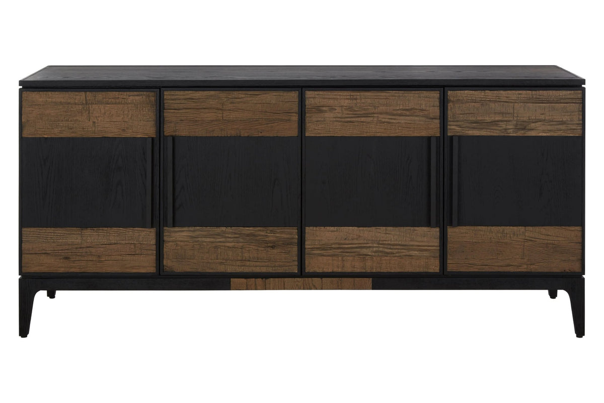 Kensington Black and Natural Oak Wood 4 Door Sideboard