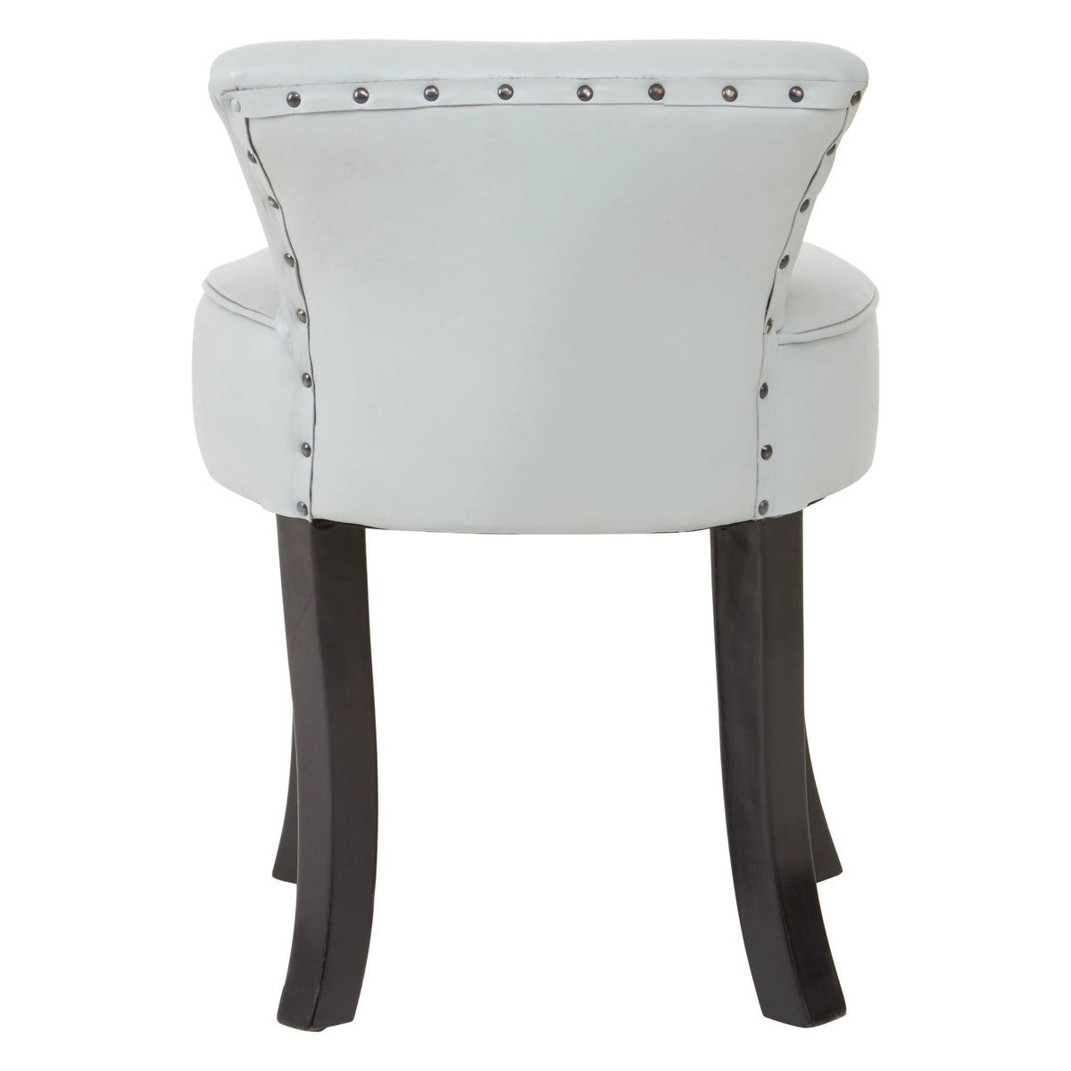Seville Grey Leather Round Chair with Black Wooden Legs
