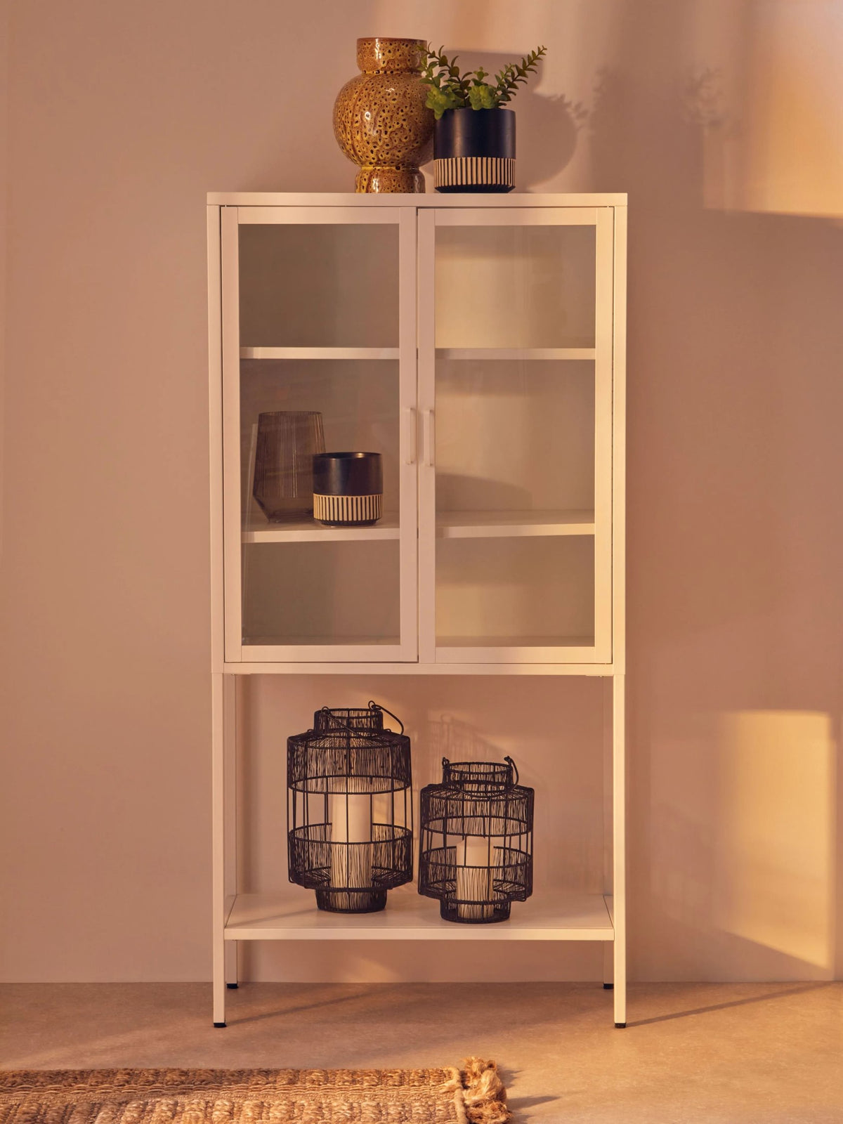 Cambridge Two Door Metal Cabinet with Glass Doors