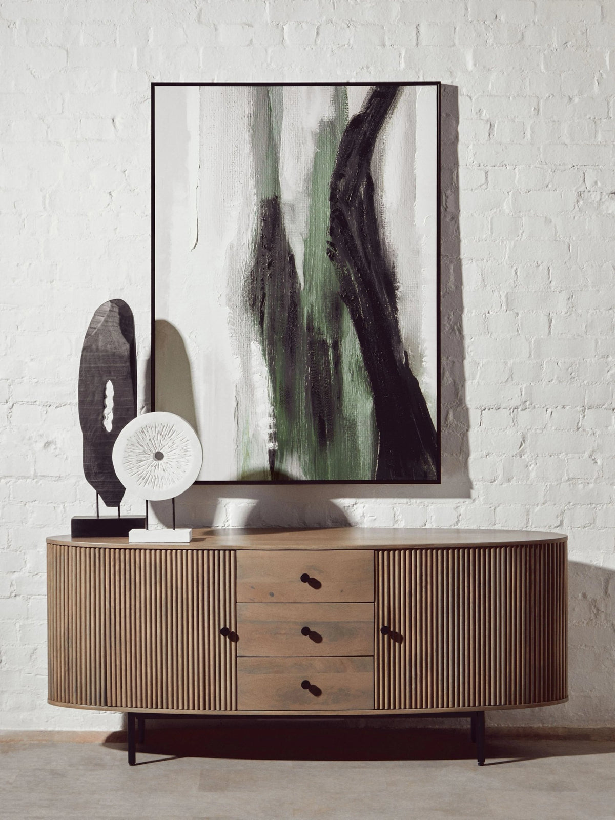 Stirling Two Door Three Drawer Grey Mango Wood Sideboard