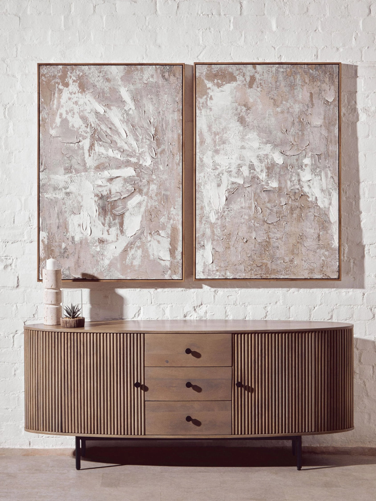 Stirling Two Door Three Drawer Grey Mango Wood Sideboard