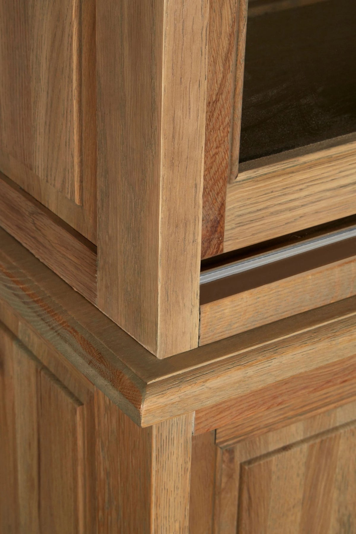 Cannes Oak Wood Tall Cabinet with Washed Grey Finish