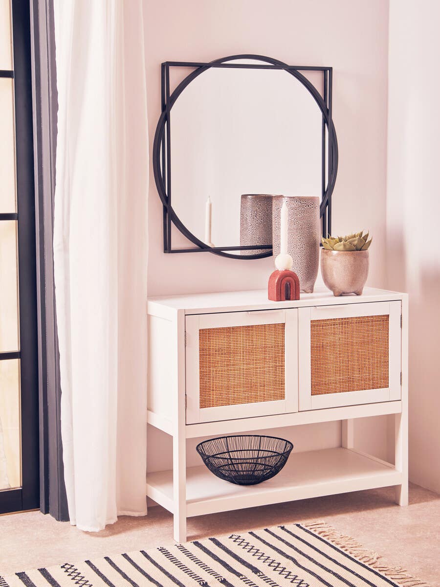Como White Rattan Two Drawer Side Cabinet