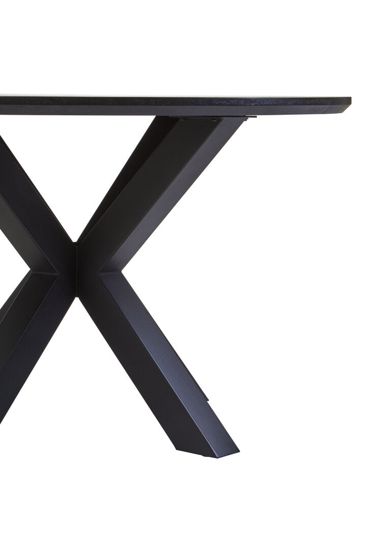 Sorrento Metal Legs Black Wood Veneer Round Dining Table