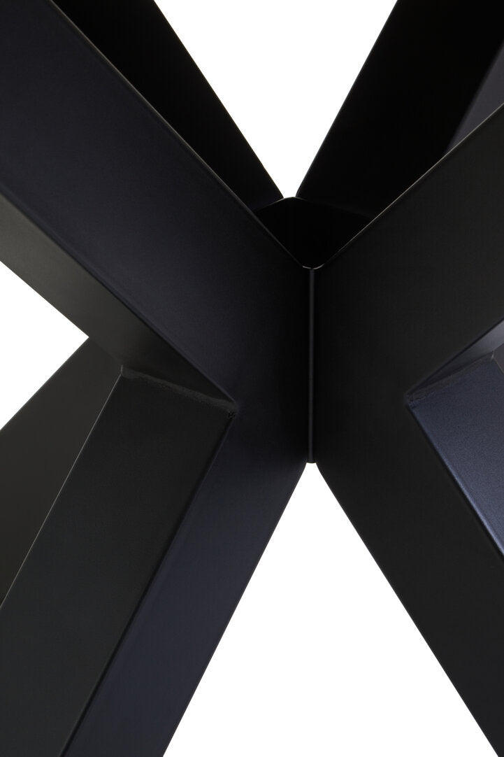 Sorrento Black Wood Veneer Round Dining Table With Metal Legs