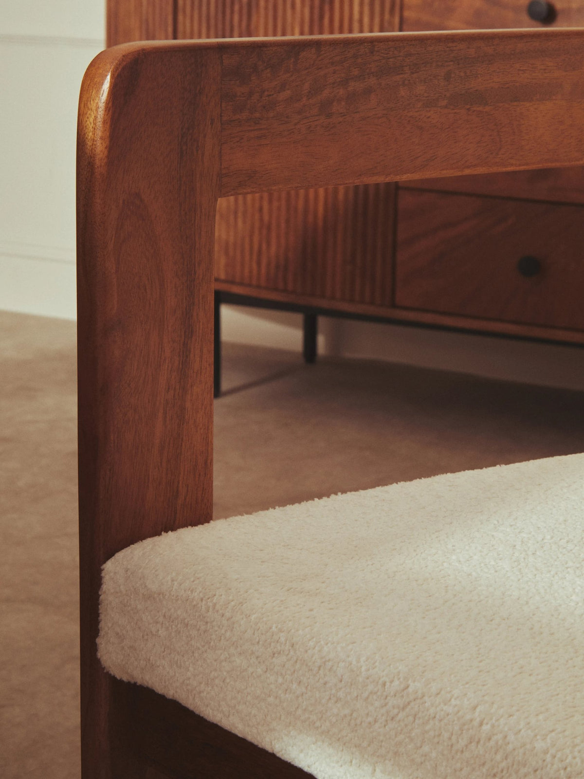 Stirling Boucle Fabric and Mango Wood Dining Chair