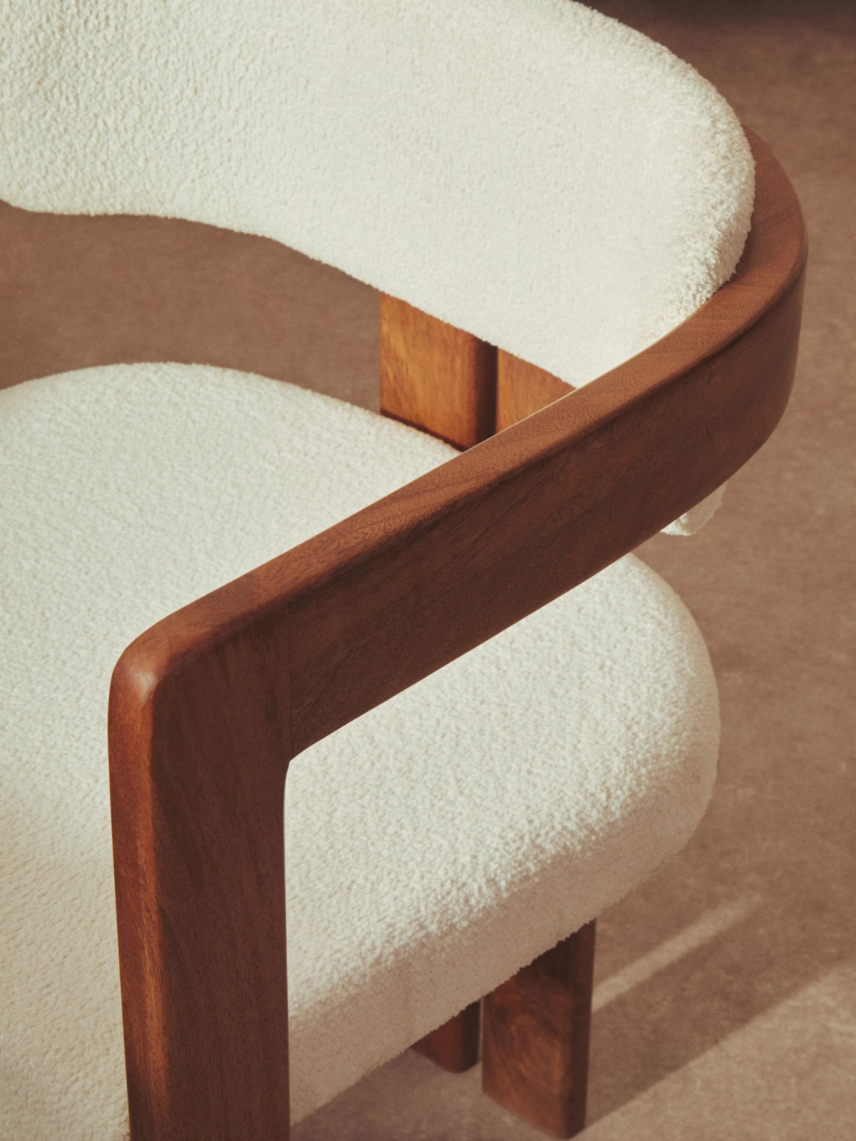 Stirling Boucle Fabric and Mango Wood Dining Chair