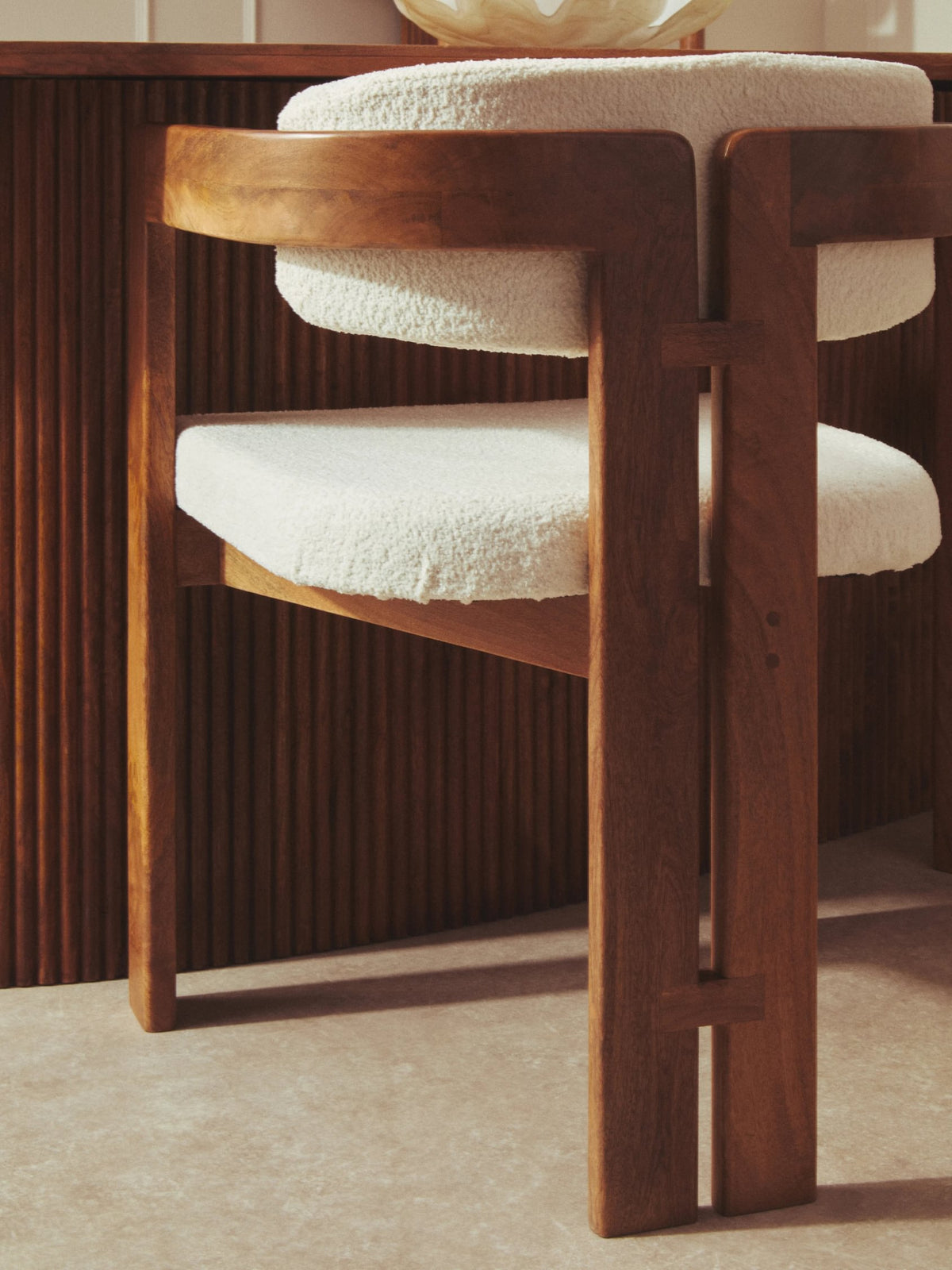 Stirling Boucle Fabric and Mango Wood Dining Chair