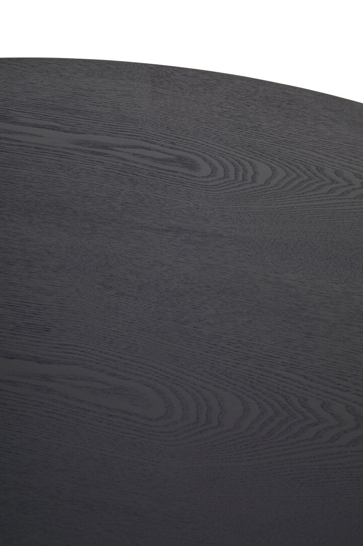 Sorrento Black Wood Veneer Round Dining Table With Metal Legs