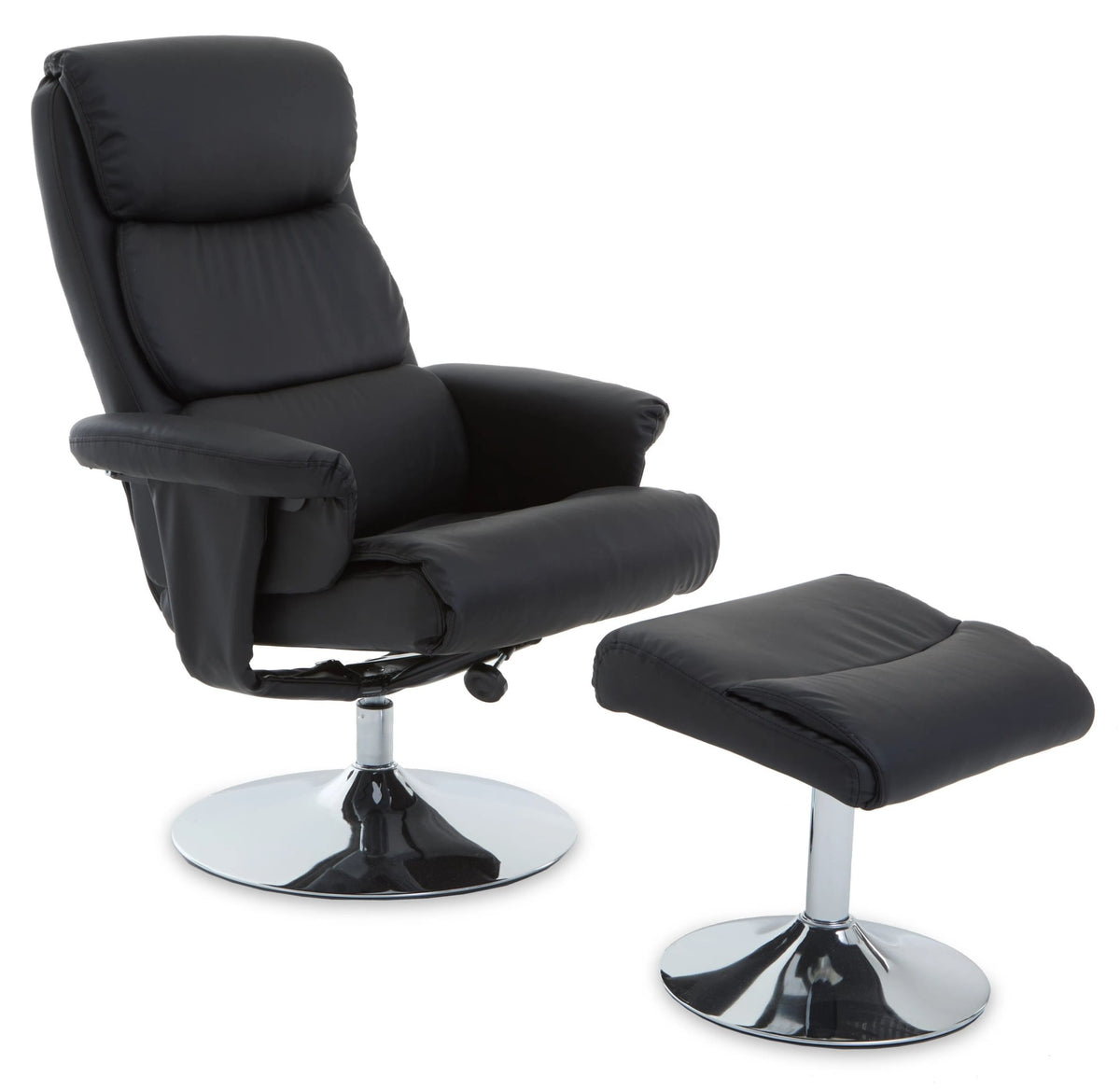 Nantwich Leather Effect Reclining Chair with Footstool #colour_black