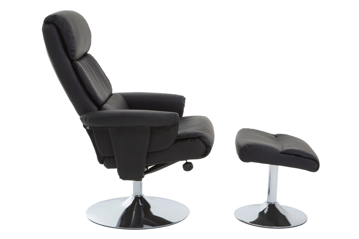 Nantwich Leather Effect Reclining Chair with Footstool
