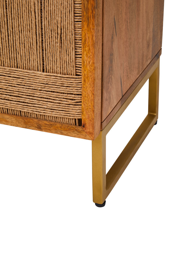 Carlton Mango Wood Paper Rope Detail Four Door Sideboard