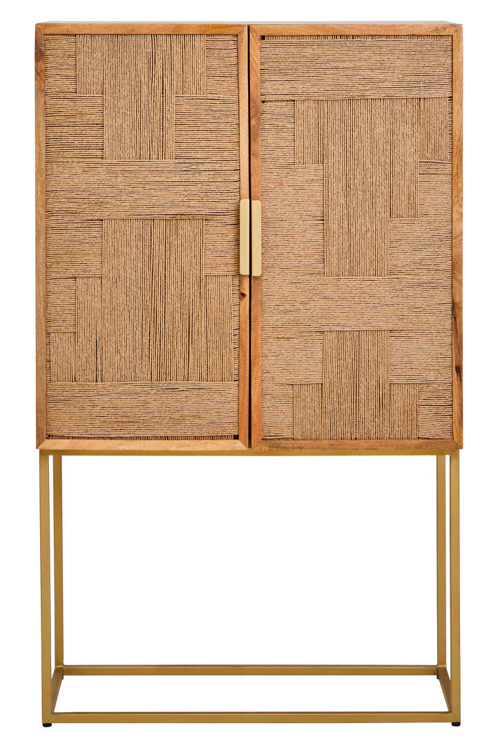 Carlton Paper Rope Detail Two Door Mango Wood Cabinet