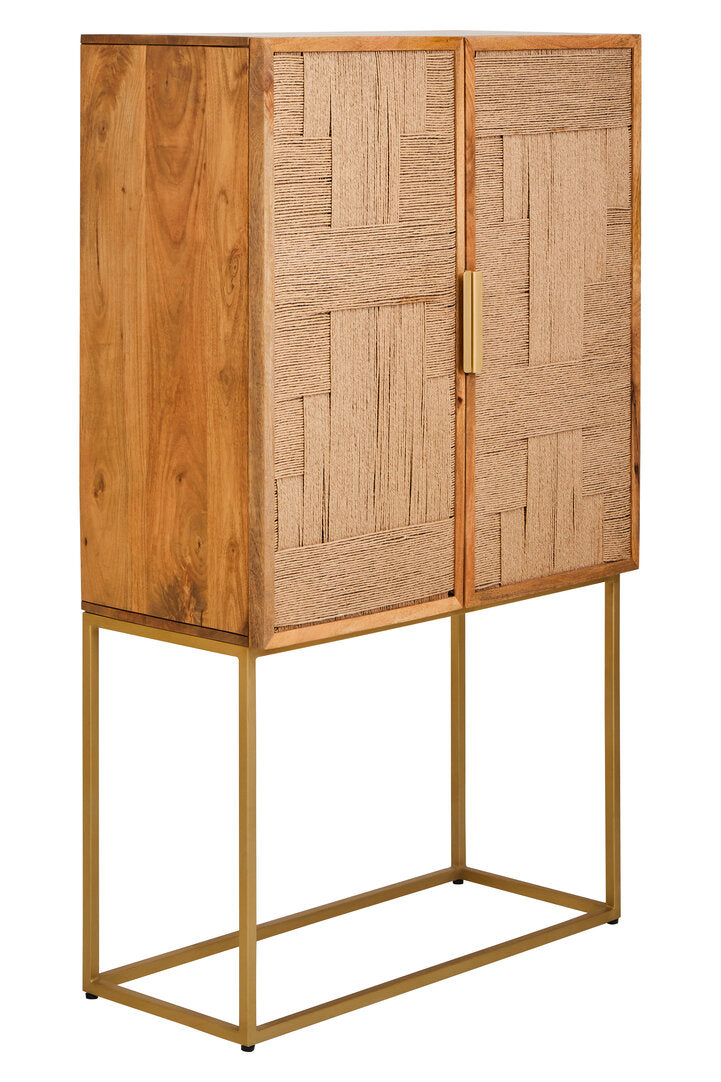 Carlton Paper Rope Detail Two Door Mango Wood Cabinet