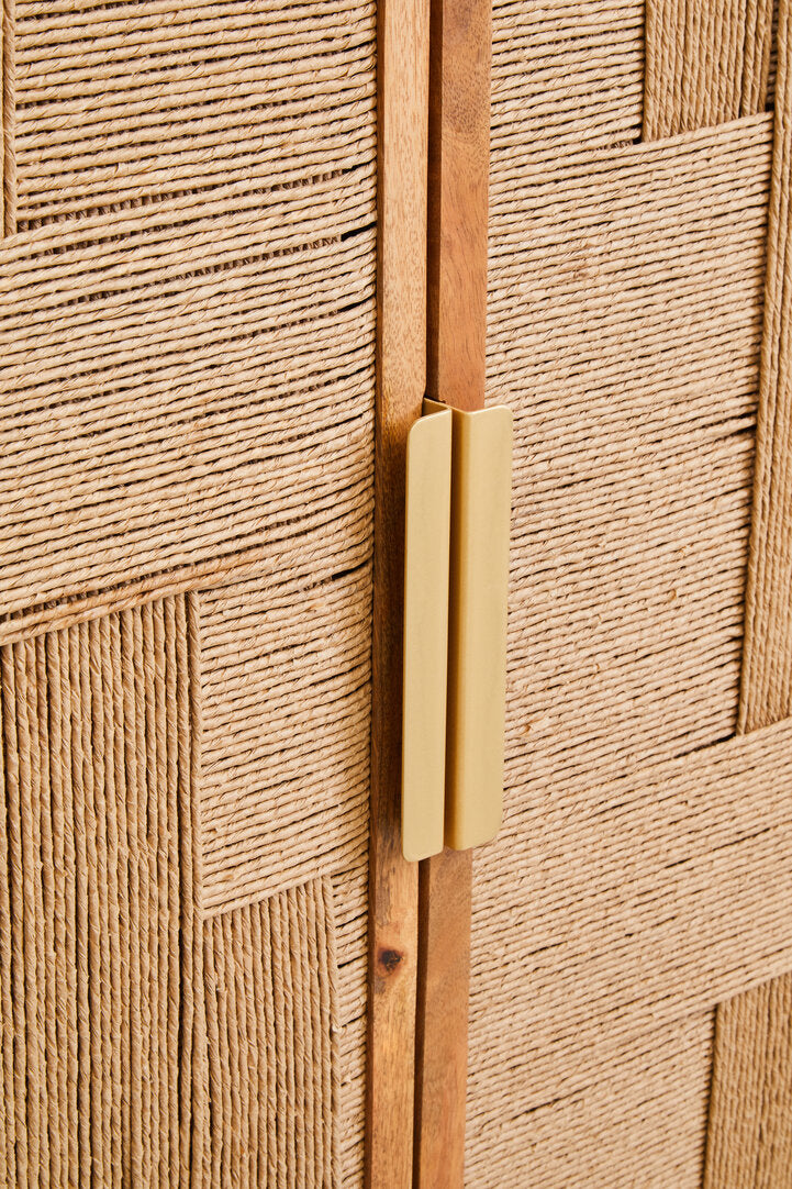 Carlton Paper Rope Detail Two Door Mango Wood Cabinet