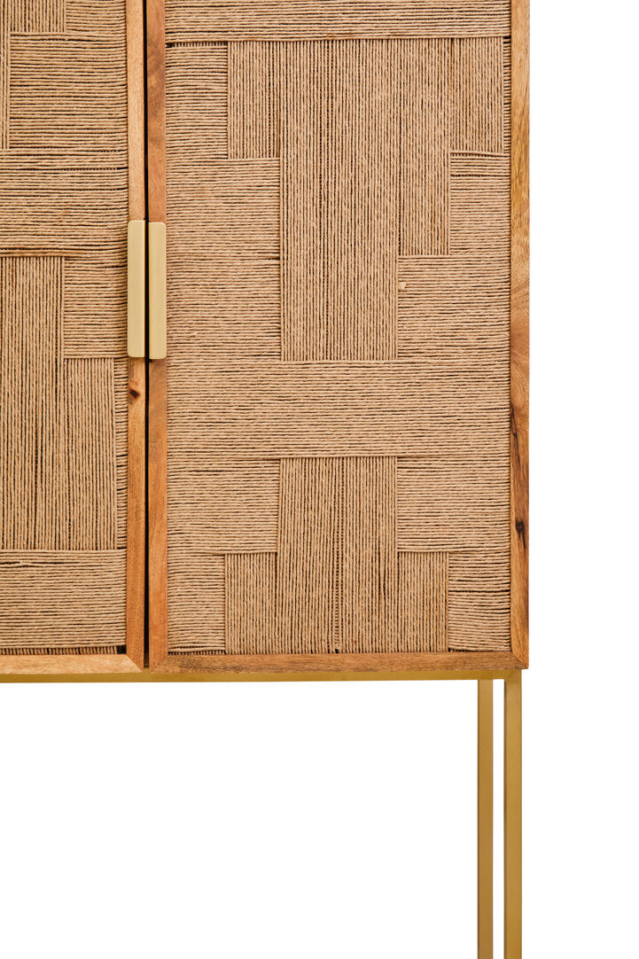 Carlton Paper Rope Detail Two Door Mango Wood Cabinet