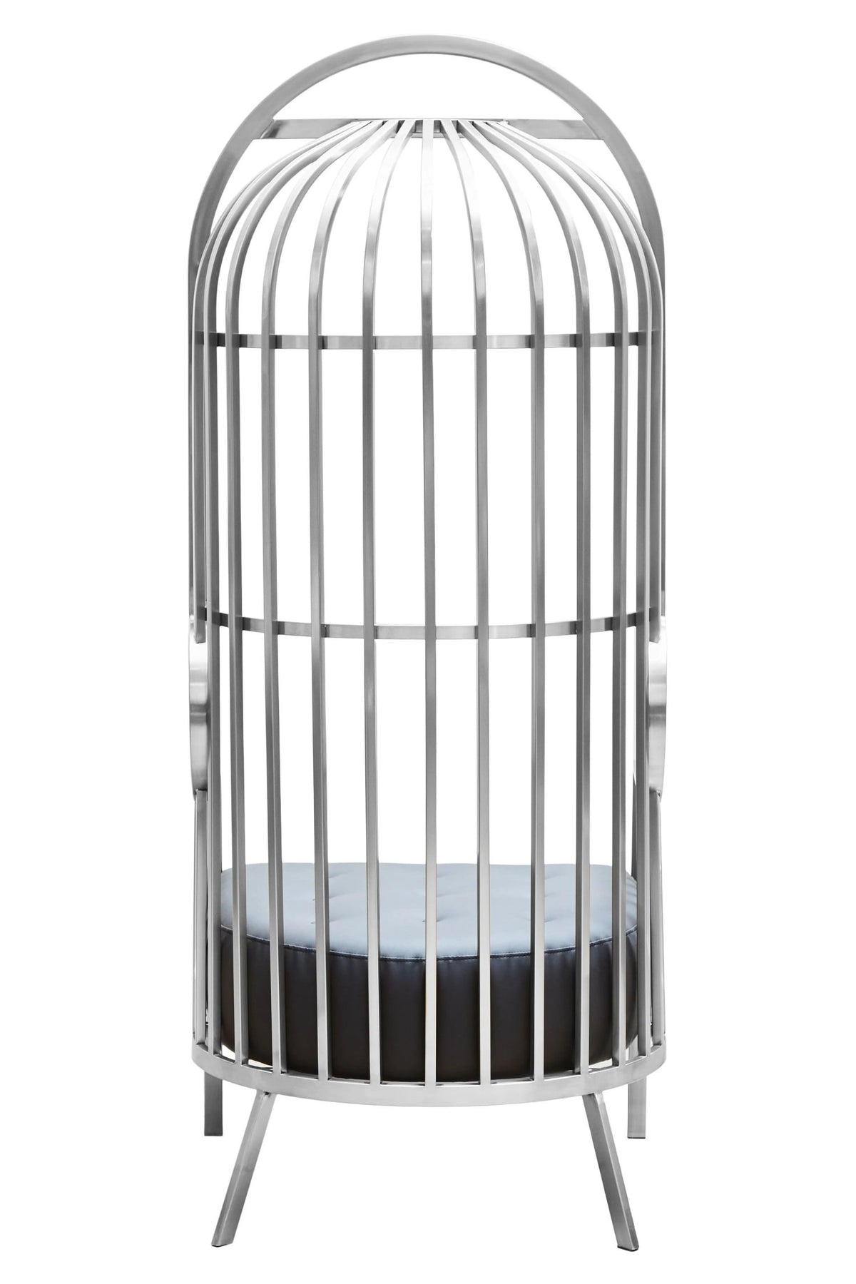 Notting Brushed Silver Finish Dome Cage Chair