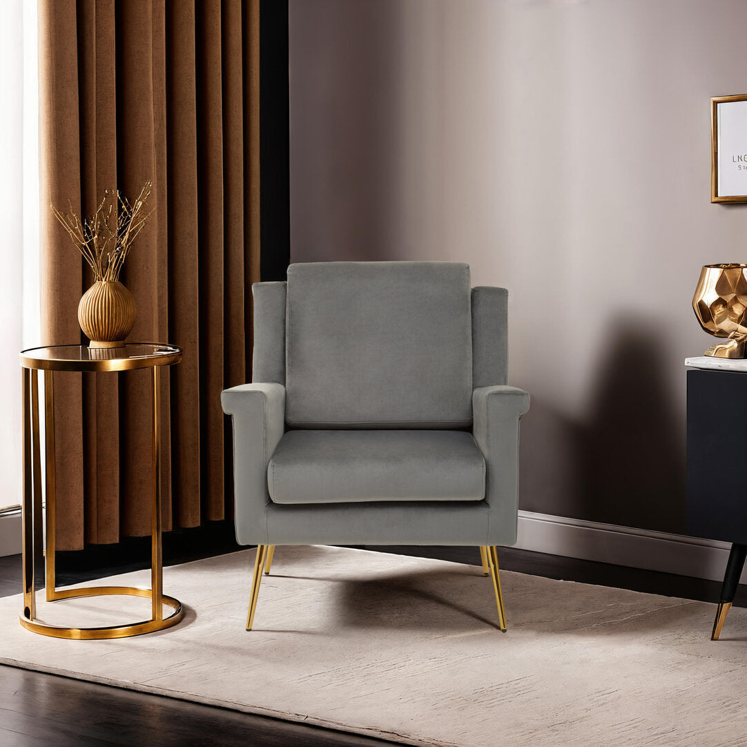 York Grey Velvet Armchair