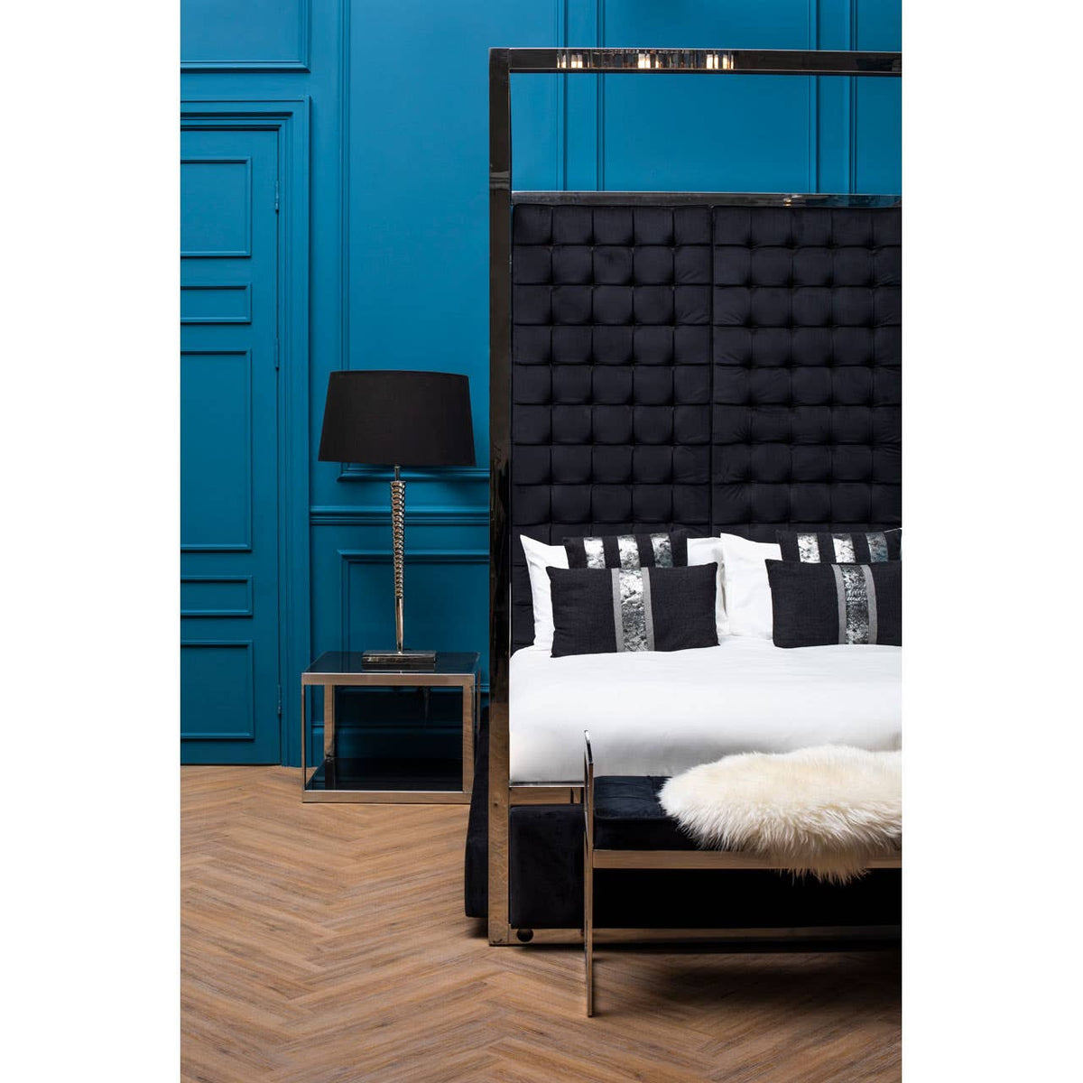 Monaco Square Coffee Table with Black Glass