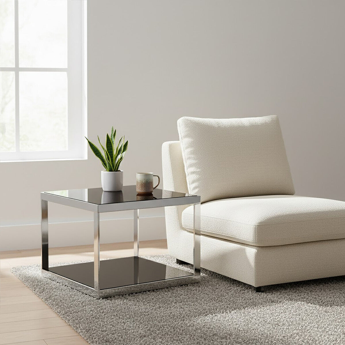 Monaco Square Coffee Table with Black Glass