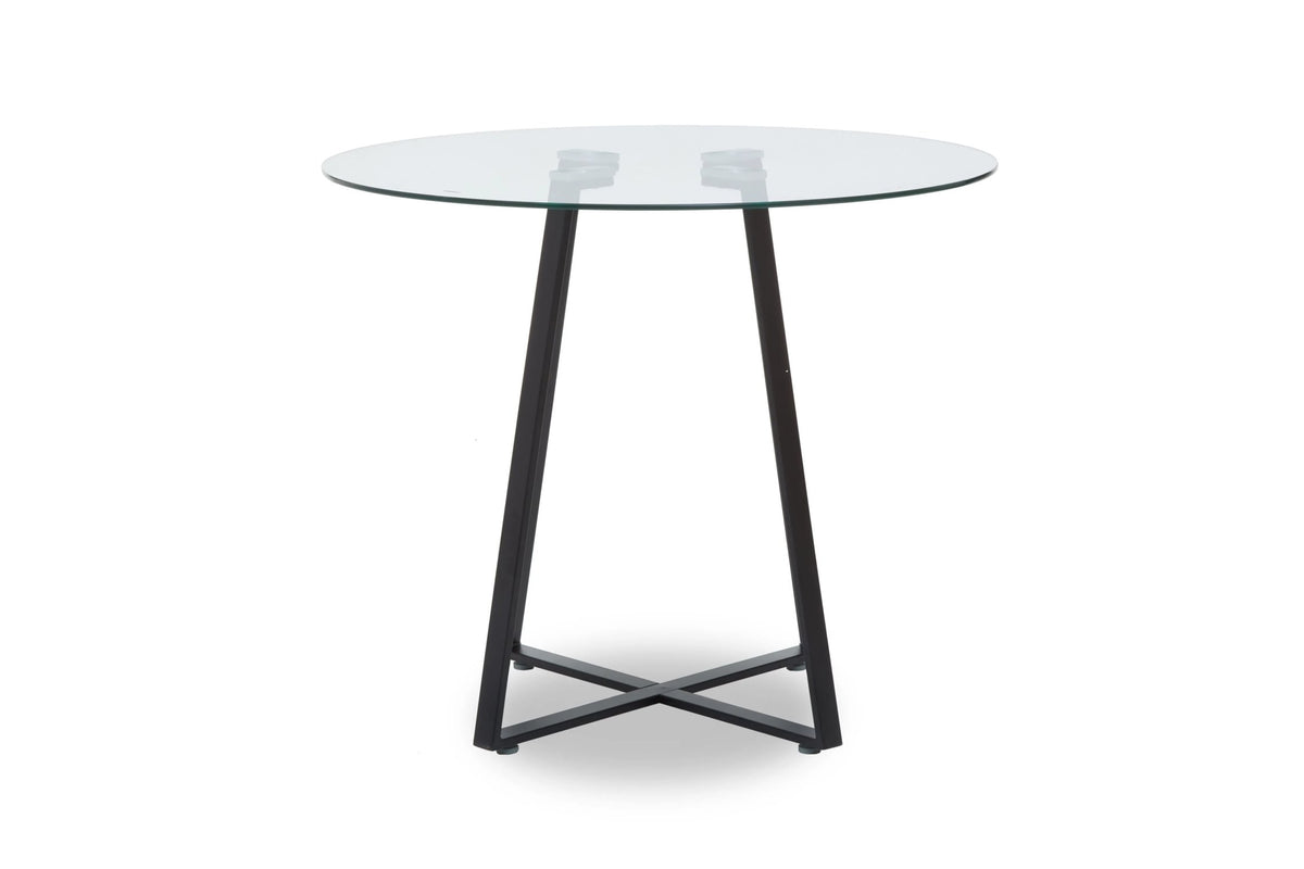 Halifax Round Glass Dining Table with Black Legs