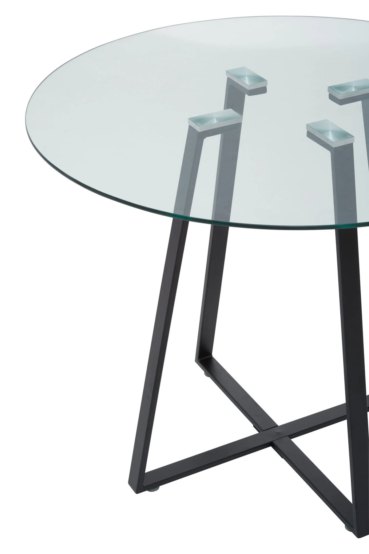 Halifax Round Glass Dining Table with Black Legs