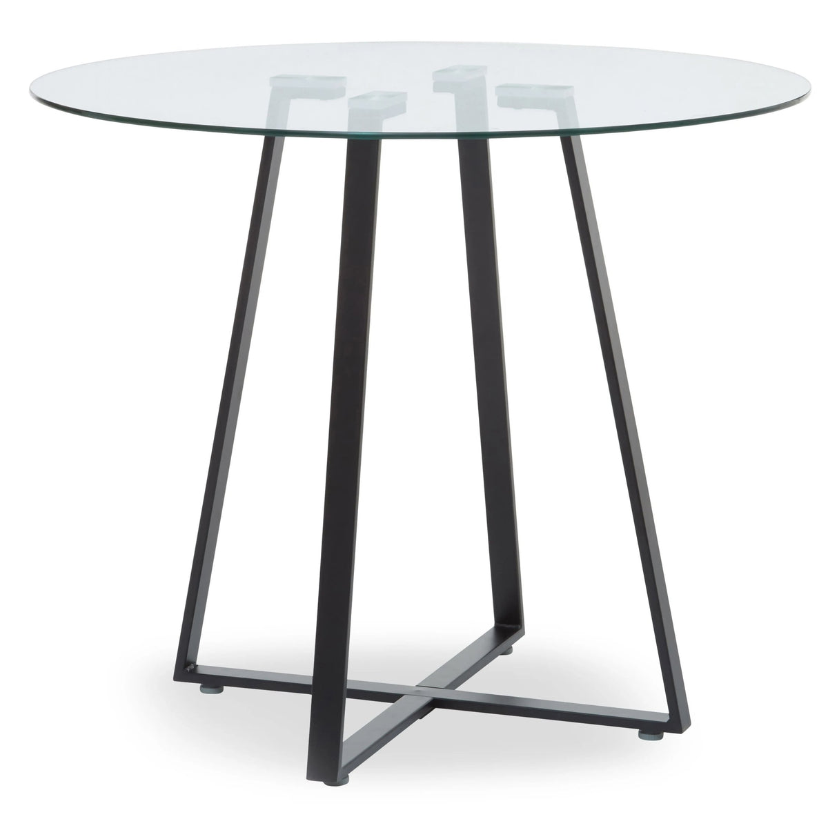 Halifax Round Glass Dining Table with Black Legs