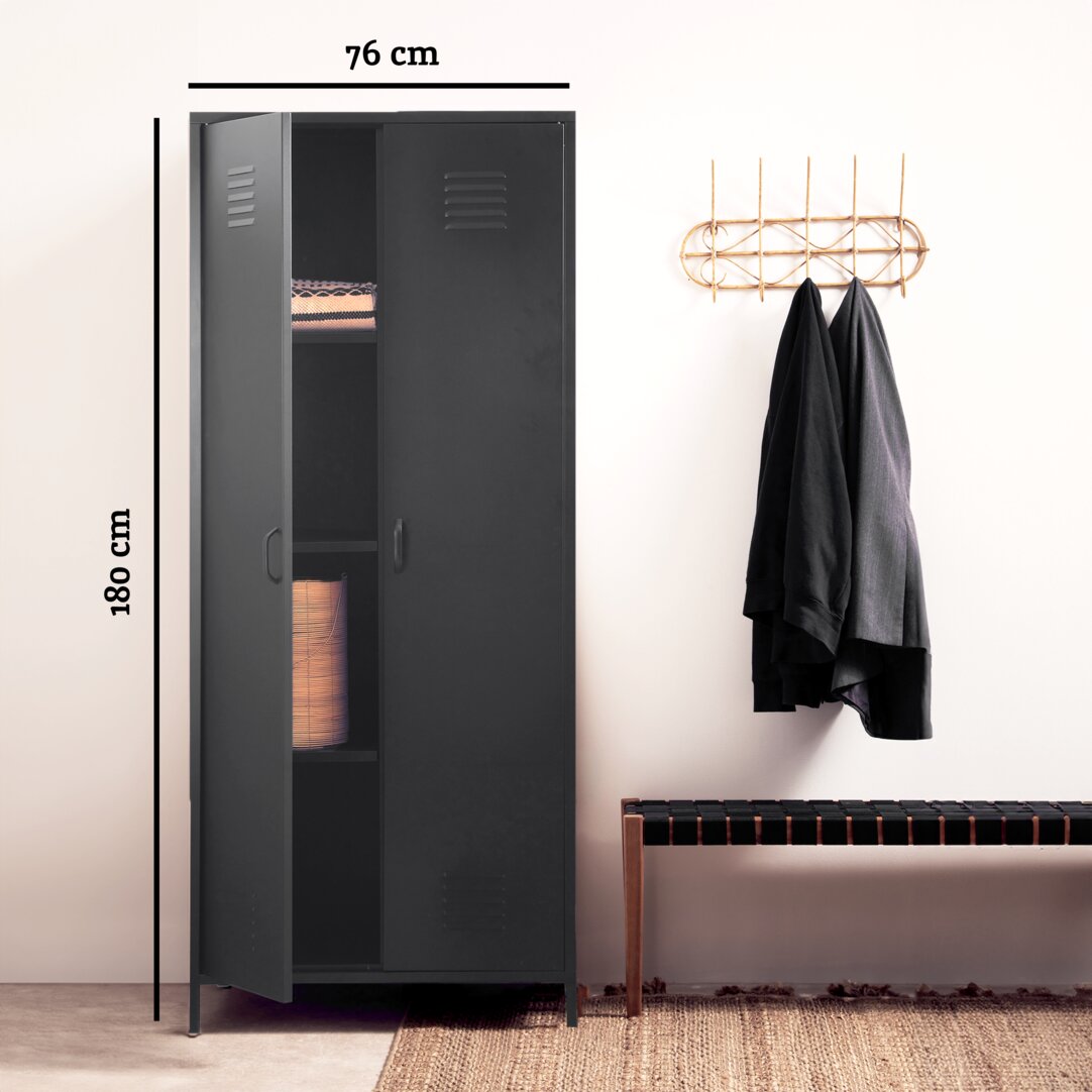 Granada Black Two Door Locker Style Wardrobe