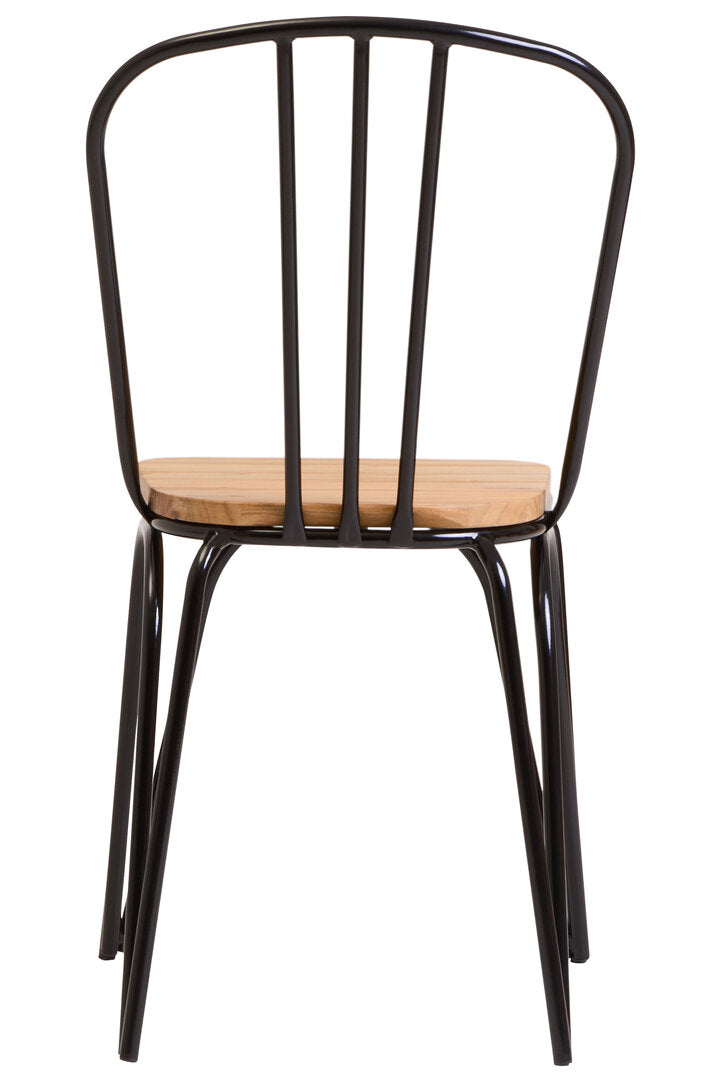 Madison Dining Chair Elm Wood Seat With Black Finish Metal Frame