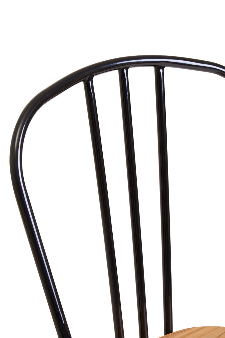 Madison Dining Chair Elm Wood Seat With Black Finish Metal Frame