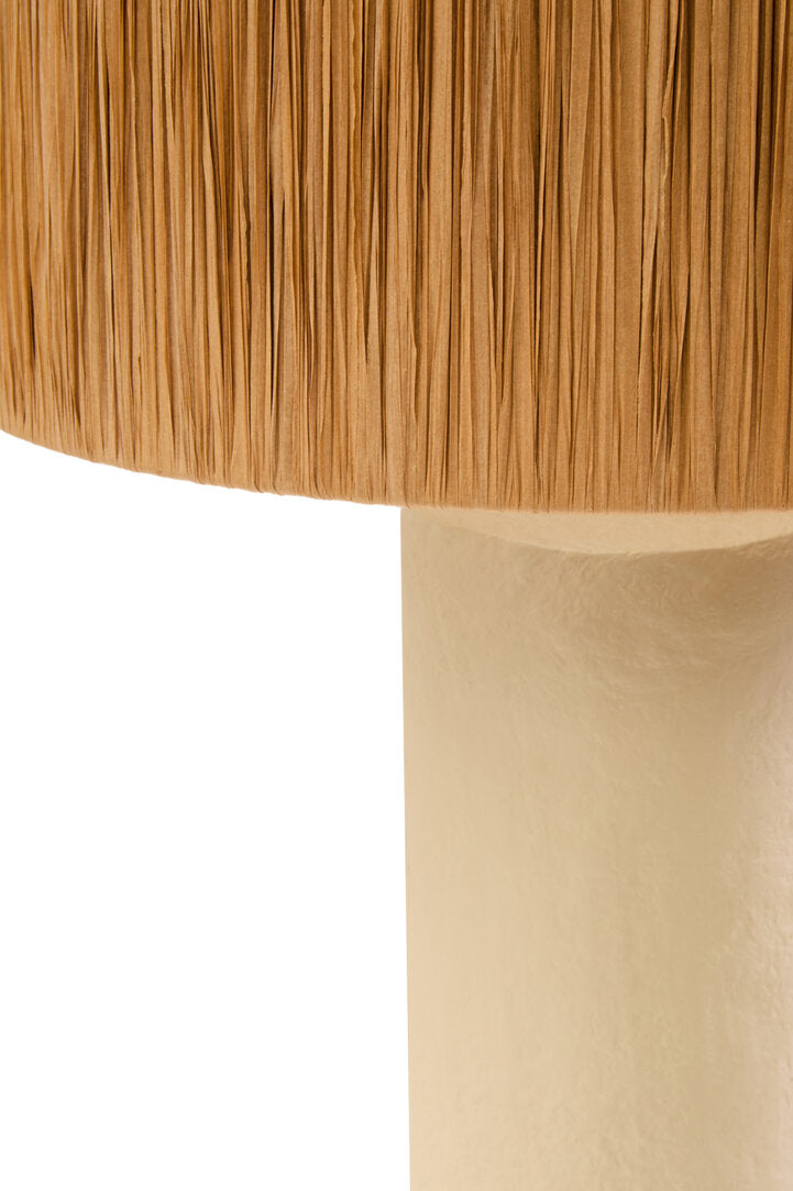 Turin Natural Papier Mache Table Lamp With Natural Raffia Shade