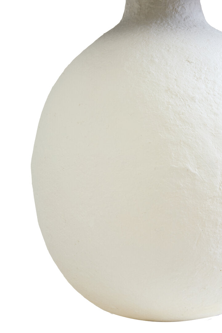 Turin White Papier Mache Table Lamp With Black Raffia Shade