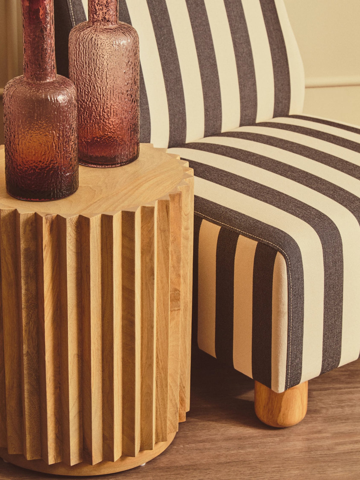 Barnstaple Black and White Stripe Armless Chair