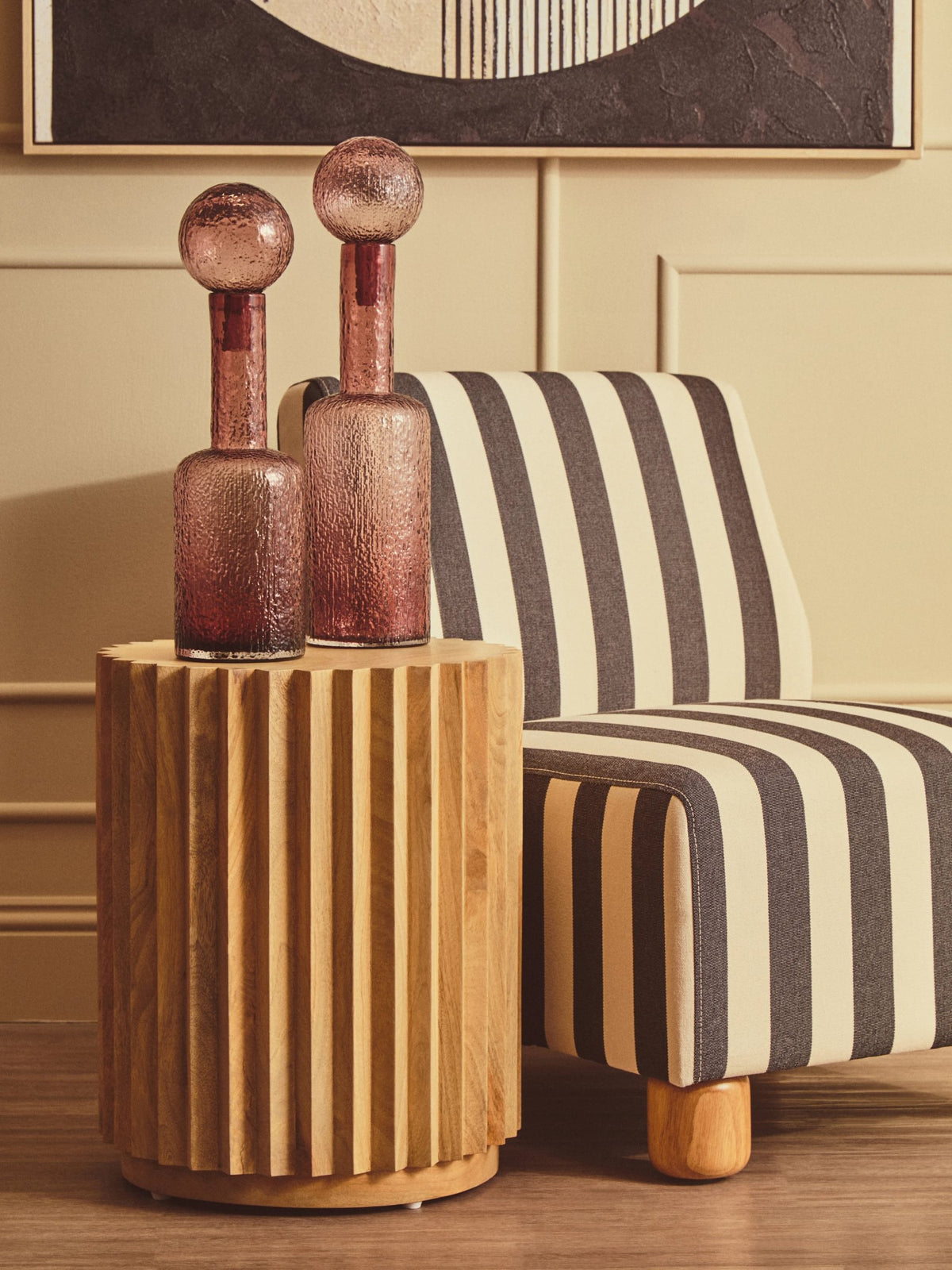 Barnstaple Black and White Stripe Armless Chair