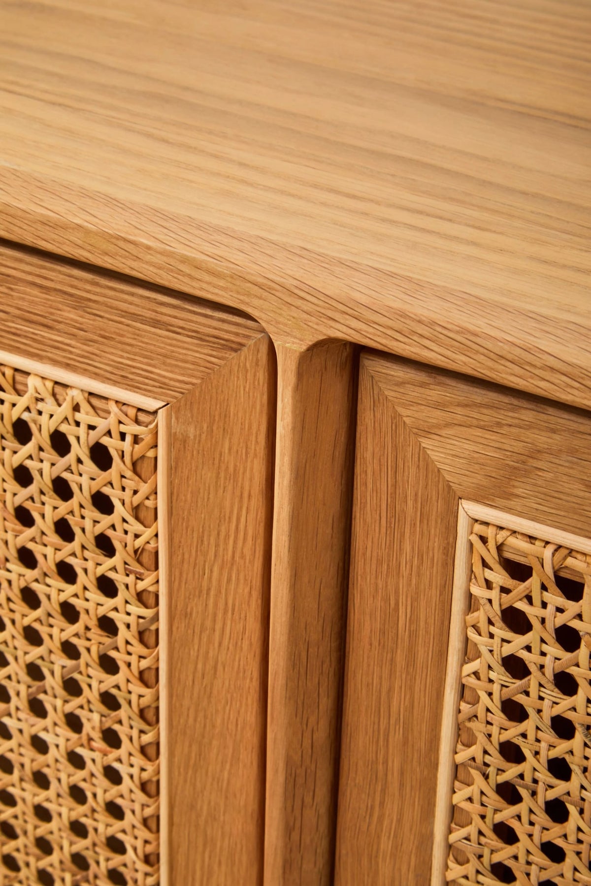 Cannes Rattan and Oak Wood 4 Door Sideboard