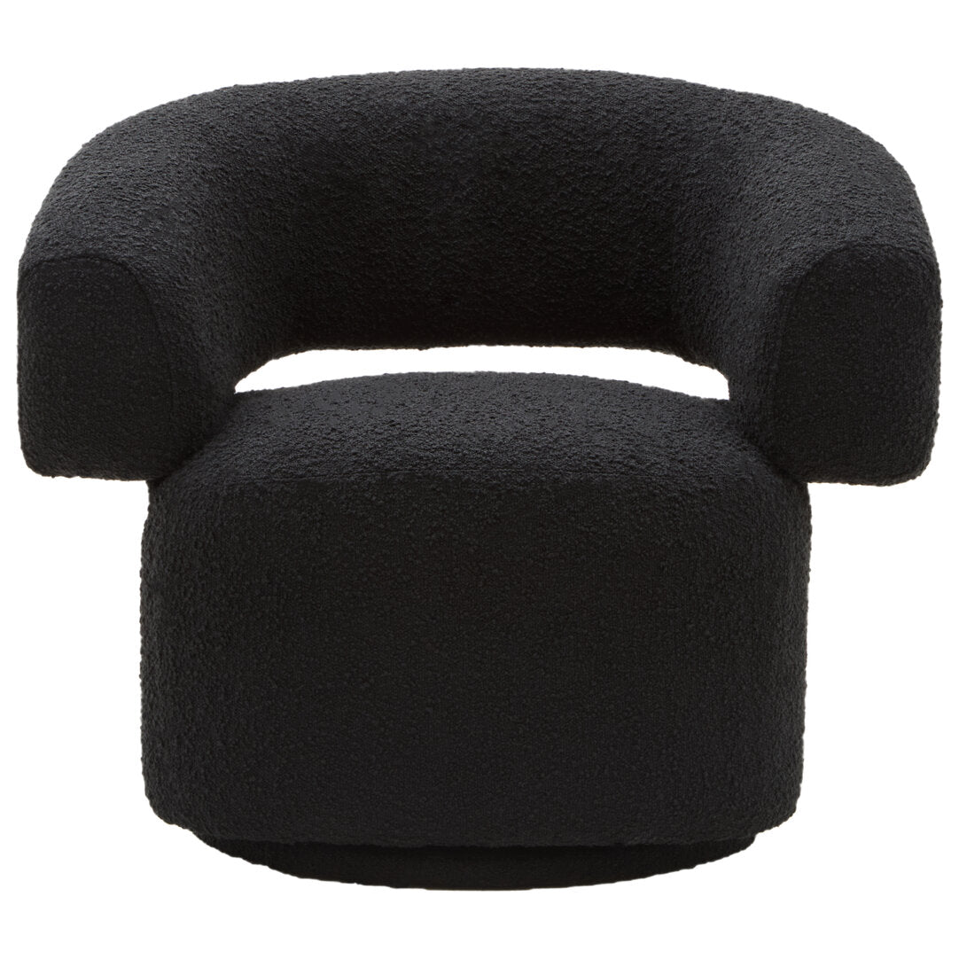 Madison Boucle Curved Revolving Armchair Black