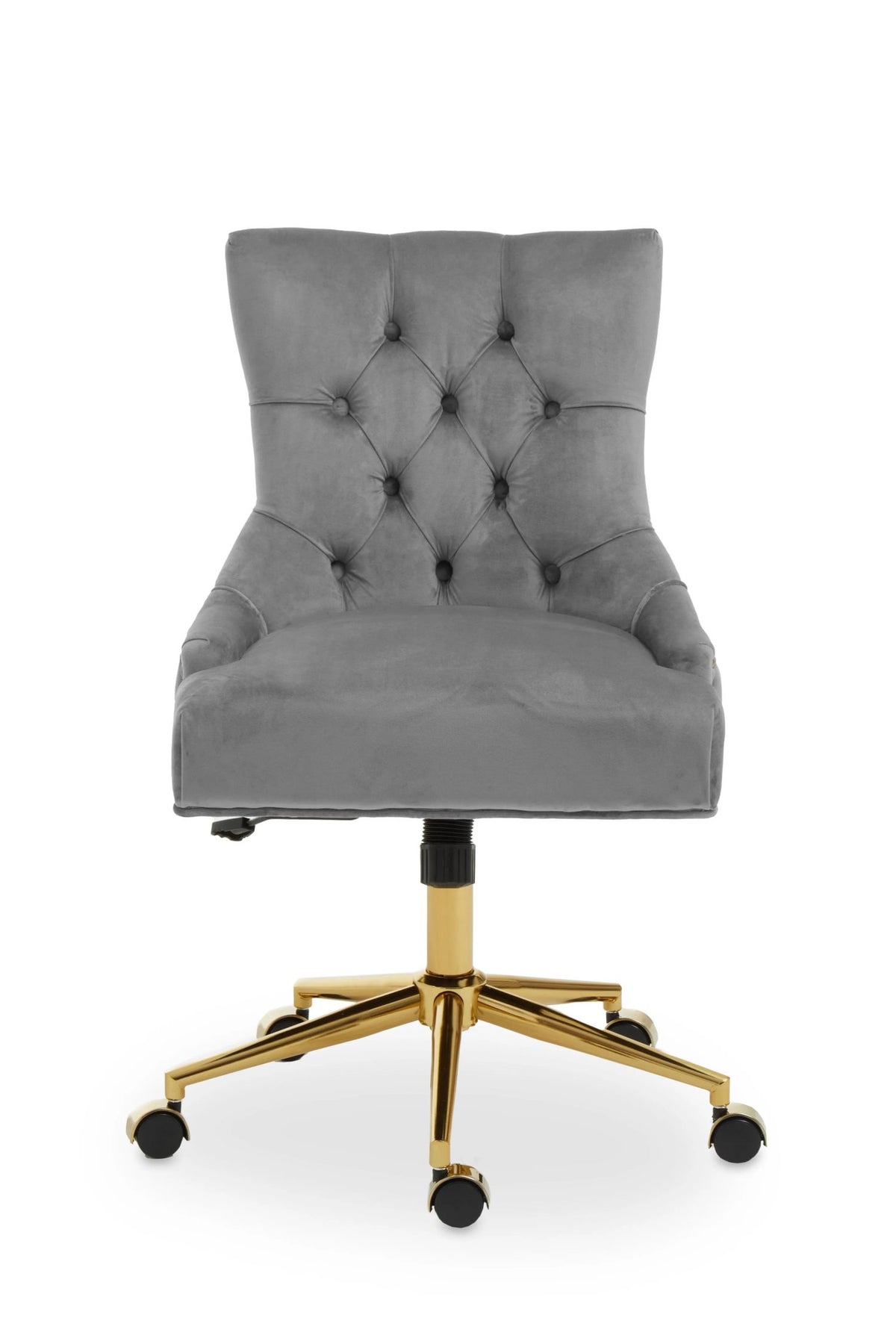 Woburn Velvet Home Office Chair #colour_grey-gold
