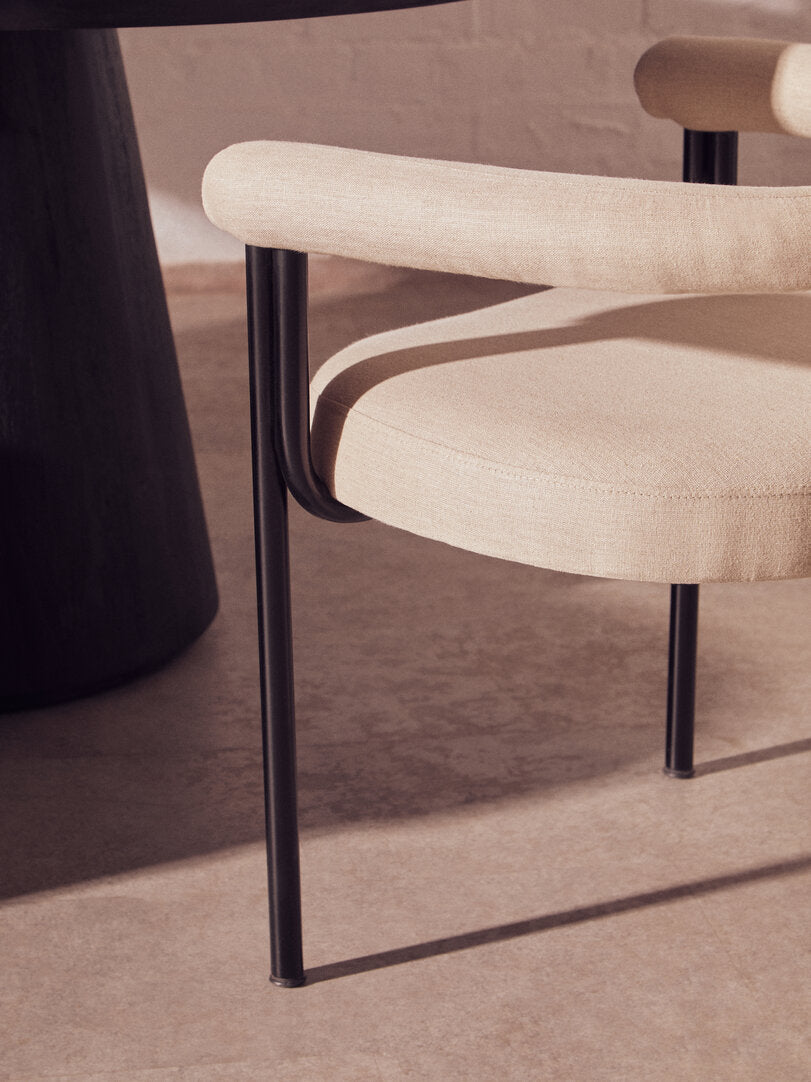 Balmoral Cream Texture Linen Dining Chair with Black Metal Frame