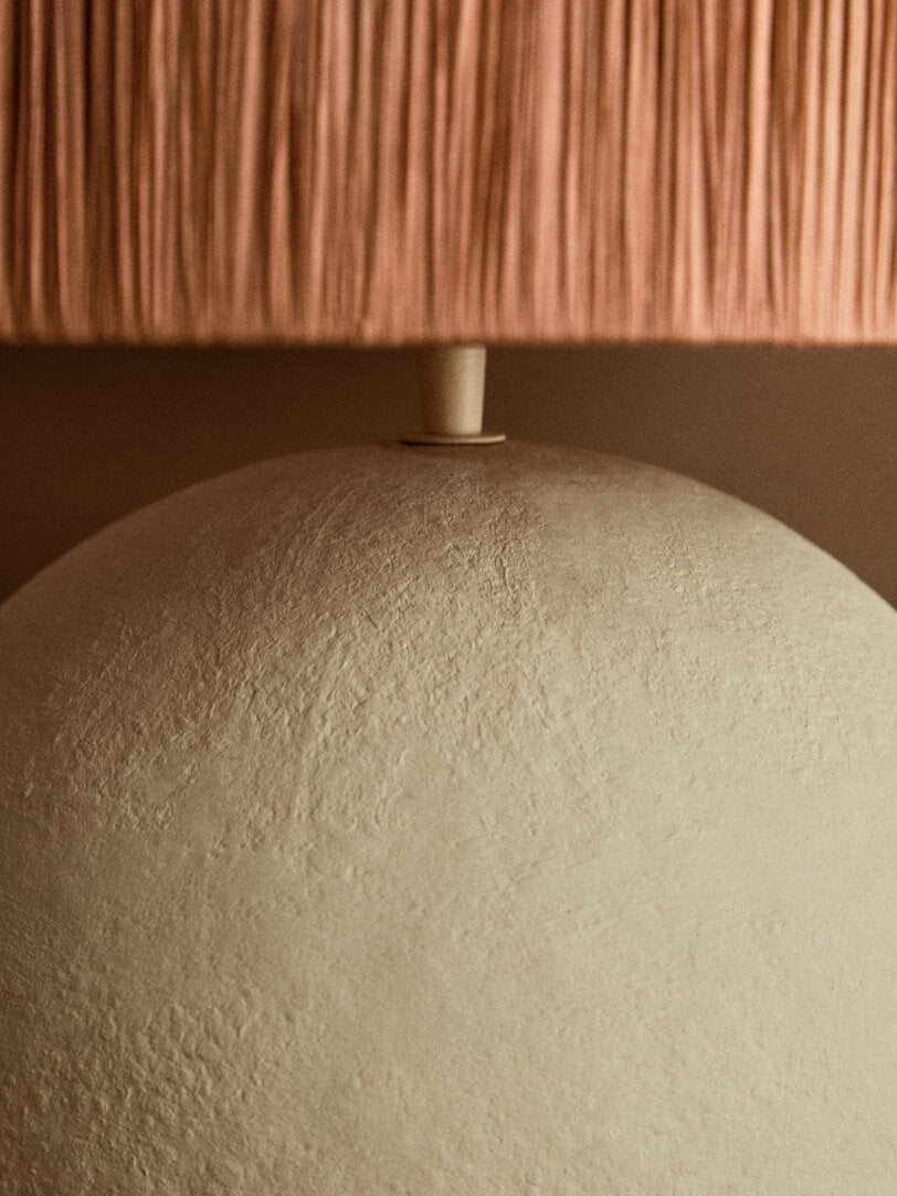 Turin White Papier Mache Table Lamp