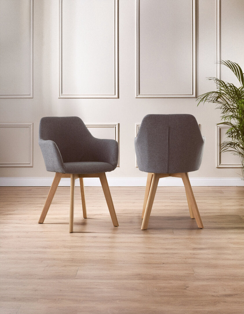 Richmond Grey Fabric Chair With Wood Legs
