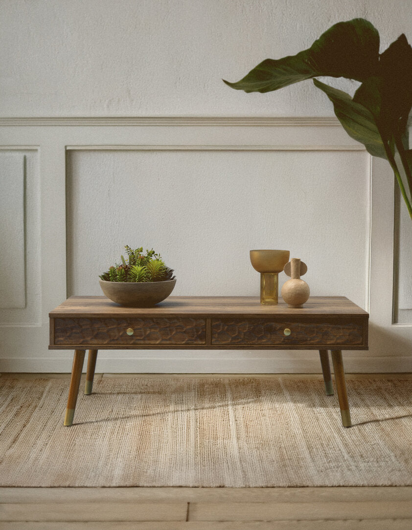 Mayfair Wood Veneer Coffee Table with 2 Drawers