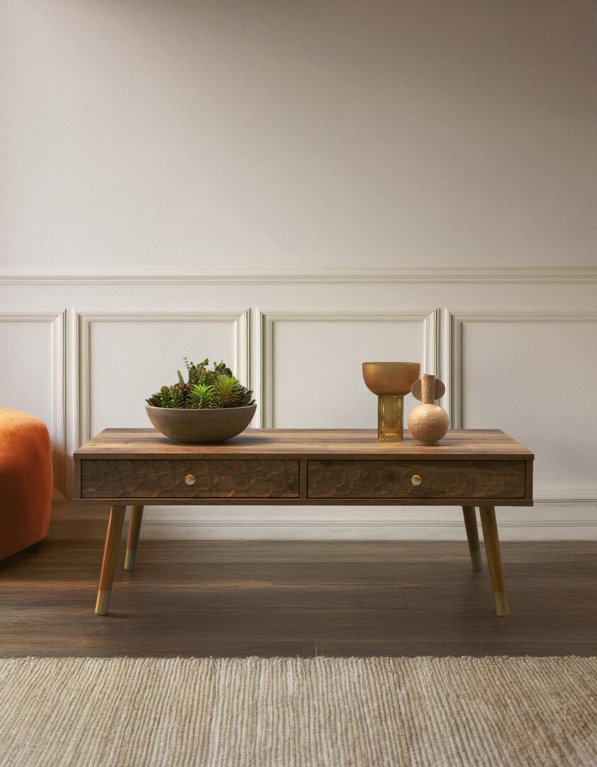 Mayfair Wood Veneer Coffee Table with 2 Drawers