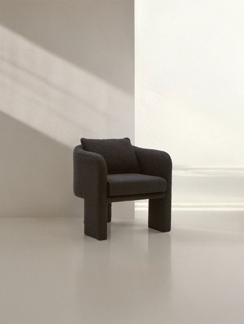 Oxford Boucle Curved Armchair Black