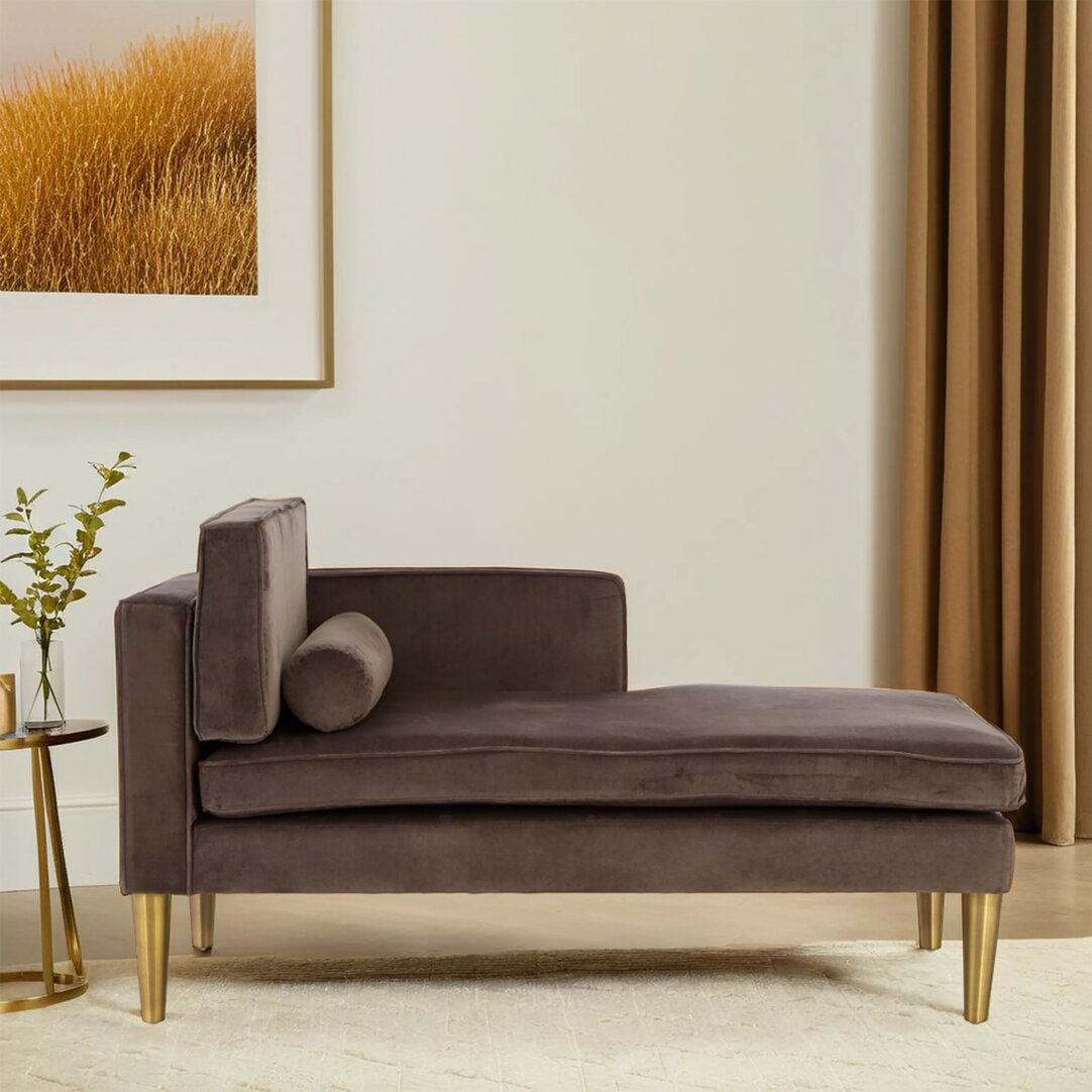 Como Grey Velvet Left Hand Chaise Longue