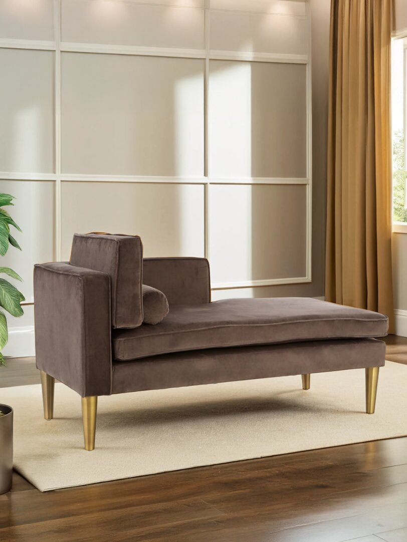 Como Grey Velvet Left Hand Chaise Longue