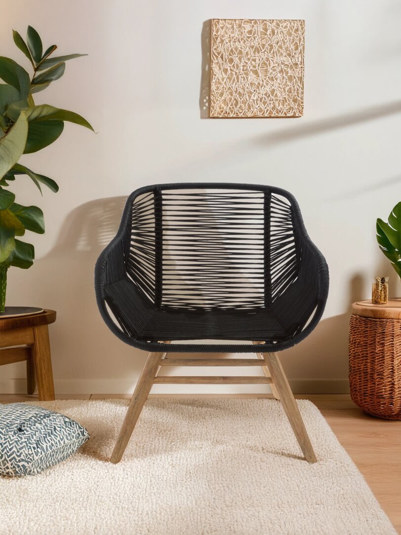 York Black Rope Armchair