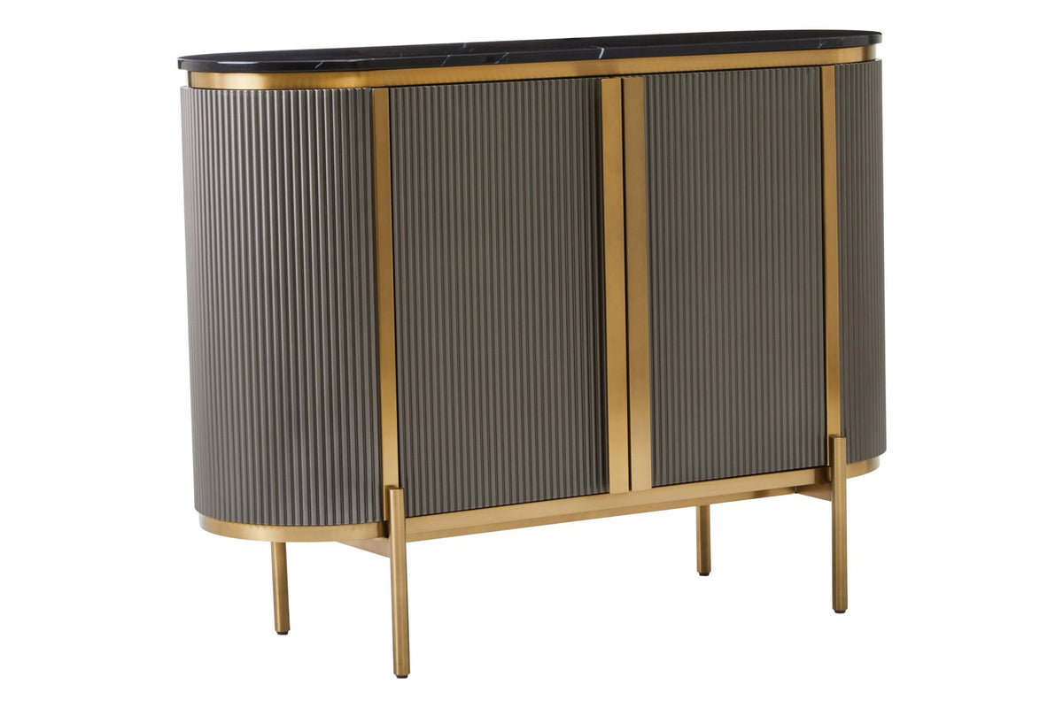 Ingleton Grey Two Door Sideboard with Black Marble Top