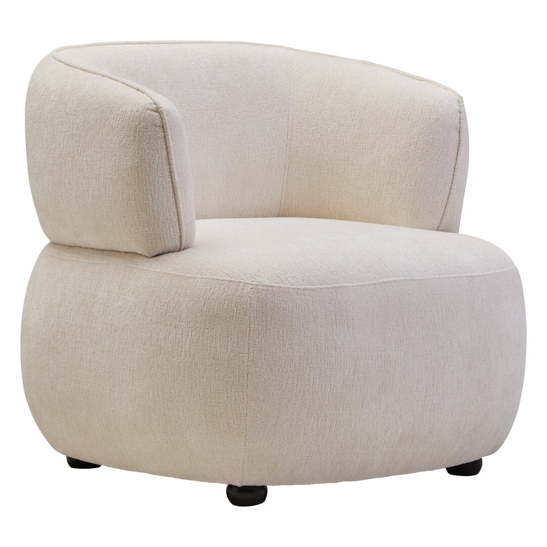 York Ivory Chenille Curved Chair