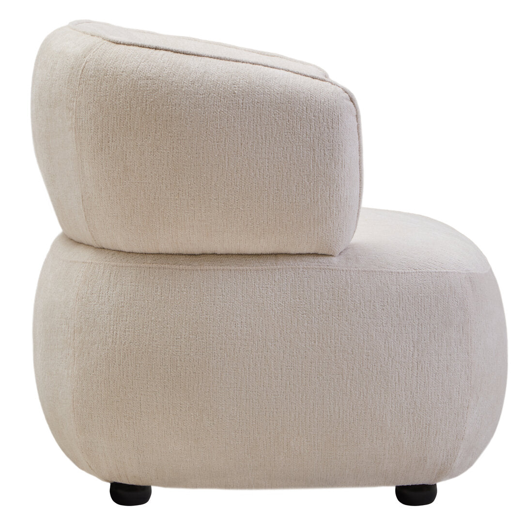York Ivory Chenille Curved Chair